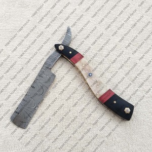 medieval razor <b>shaving</b> <b>Shaving</b> Razor horn handle Professional cut throat salon barber razor wooden handle blade razor TT-5524 - Product Image 2