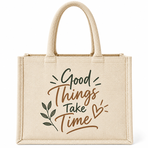 Sac fourre-tout réutilisable en jute AMANI avec poignées en corde et impression de lettres - Pour la plage et l'usage quotidien - Product Image 1
