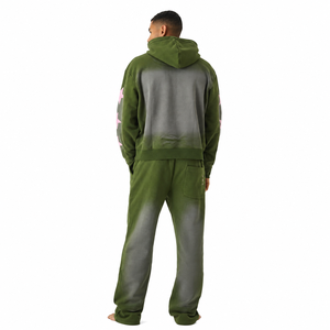 Conjunto Deportivo Verde con Capucha para Hombre, Estampado 777, Pantalón Largo con Bolsillos Laterales, Ropa Casual de Otoño - Product Image 2