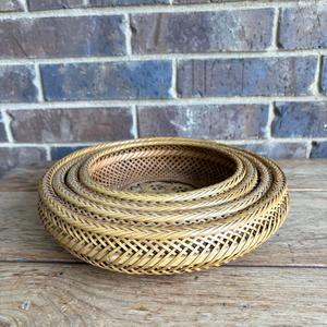 Lot de 4 paniers gigognes vintage en bambou et rotin tressés, faits à la main, plateaux de rangement peu profonds, fournisseur en gros du Vietnam - Product Image 3
