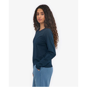 Women's Cotton Soft <b>T</b>-<b>Shirt</b> <b>Long</b> <b>Sleeve</b> Crew Round Neck Stretch Plain <b>Navy</b> Blue <b>Long</b> <b>Sleeve</b> Crewneck <b>T</b> <b>Shirt</b> - Product Image 3