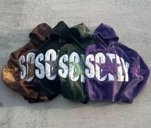 Sudaderas con Capucha y Pantalones Deportivos Extra Grandes para Hombre, Personalizados al por Mayor, con Bordado Desgastado y Parches - Product Image 2