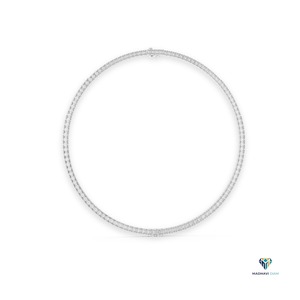 Collier tennis en or blanc 24,06 carats avec diamants de laboratoire taille émeraude en or massif 18 carats - Product Image 1