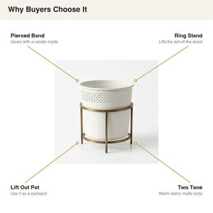 Handmade 16 cm Iron Pot Stand Chalk <b>Brass</b> Pierced Band Chirag Punched Band Metal Candle Holders <b>Lanterns</b> for Home Decor Hotel - Product Image 5