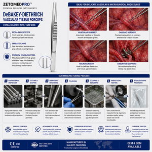 DeBAKEY-DIETHRICH คีมจับเนื้อเยื่อหลอดเลือด ปลายละเอียดพิเศษ กว้าง 1 มม. ZETOMEDPRO - Product Image 6