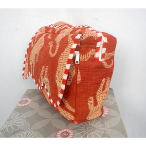 Vintage Fashion Tassel Pattern 100% Cotton Cosmetic Bag Soft Handle Red Zipper Closure Eco-Friendly Multi-Function Makeup - Product Image 3