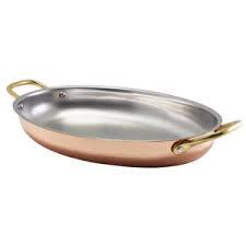 Premium Metal Oval Boat <b>Pan</b> <b>Copper</b> Side Handles Portable 1-2L Capacity Minimalist Design Gas Induction Compatible No Interior - Product Image 5