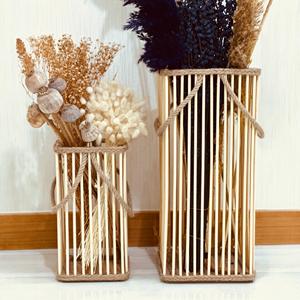 Vase de sol en bambou artisanal de qualité supérieure, décoration bohème et rustique, 15x10 pouces, lot de 2, fournisseur OEM Vietnam - Product Image 4