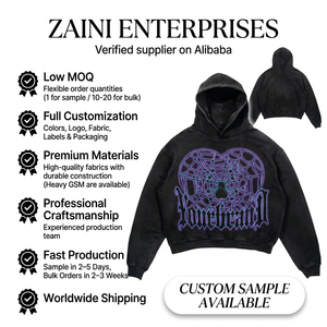 Sudadera con Capucha para Mujer, Lavado Ácido, 420 GSM, Felpa de Algodón Premium, Negra, Estilo Vintage, Oversize, con Bordado Personalizado, Serigrafía, Impresión Puff, DTF - Product Image 1