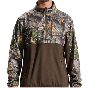 Hoodie brodé camouflage chasse et pêche, col zippé, 100% coton, streetwear respirant, écologique, tactique, extérieur - Product Image 3