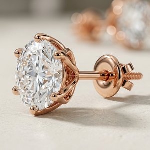 Raamaa ต่างหูสตั๊ดรูปกลีบดอกลิลลี่ทรงกลมประดับเพชร CVD HPHT ในสีโรสโกลด์10K 14K 18K - Product Image 5