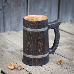 Eco-Friendly Polished Wooden Viking <b>Mug</b> with Hand Carved Engraving and Animal Design-Valentine's Day & Halloween Gift - Product Image 4