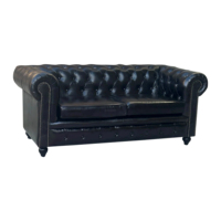 Sofá negro Chesterfield de 2 plazas de alta calidad con cojín, sofá de cuero para sala de estar, sofá de restaurante más vendido, muebles 2024
