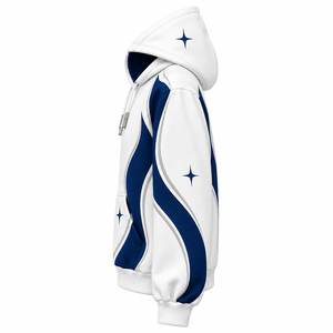 Custom Printed Hooded <b>Sweatshirt</b> Unisex White Blue Pocket Design <b>Tie</b>-<b>dye</b> 100% Cotton French Terry Oversized Fit Casual Winter - Product Image 6