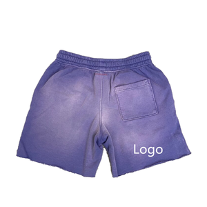 Pantalones Cortos de Algodón French Terry con Cordón Ajustable para Hombre, Estilo Acid Wash, Marca Personalizada, Streetwear Vintage con Logotipo Estampado en Relieve - Product Image 2