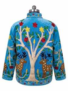 Chaqueta Suzani Azul Cielo para Mujer con Bordado Floral, Estilo Boho Chic, Prenda Exterior Étnica, Inspiración Vintage, Abrigo Artesanal - Product Image 5