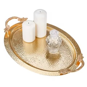 Classic Finish Metal Serving <b>Tray</b> Durable Dining Carry Plate for Festive <b>Buffet</b> and Special Gathering - Product Image 1