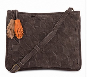 Sac bandoulière Gravs en cuir suédé de qualité supérieure pour femme, style vintage, mode estivale, avec pompon, motif géométrique, sac messager de créateur, fermeture éclair réglable - Product Image 1