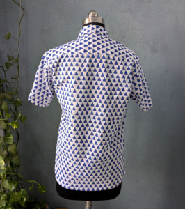 Men's Short Sleeve <b>Geometric</b> Print Cotton Casual <b>Shirt</b> Turn-down Collar Summer Breathable Cotton Fabric - Product Image 6