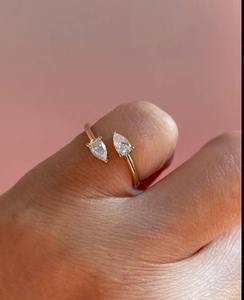 Luxury <b>twin</b> pear cut open bypass diamond ring modern engagement bridal anniversary fine jewelry collection design - Product Image 3
