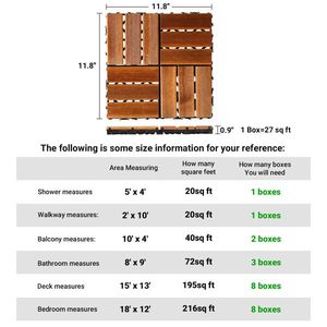 27pcs Wood <b>Interlocking</b> Deck <b>Tiles</b> 11.8"x11.8" Fireproof Waterproof <b>Flooring</b> for Indoor & Outdoor Patio Wood <b>Flooring</b> for Patio - Product Image 6
