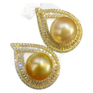 Boucles d'oreilles pendantes fines en argent pur S925 de luxe léger, 11-12 mm, rondes, avec perle d'or naturelle, design de boucle d'oreille, légère imperfection - Article cadeau - Product Image 5