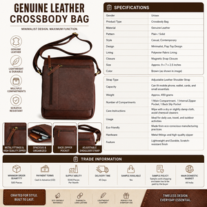 Bolso Bandolera de Cuero Genuino para Hombre, Bolso de Mensajero Vintage con Múltiples Compartimentos, Bolso de Viaje - Product Image 5