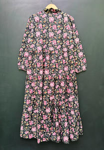 Robe mi-longue en coton imprimé de créateur pour femmes, décontractée, naturelle, écologique, ethnique, tendance, utilisation quotidienne, approvisionnement mondial - Product Image 5