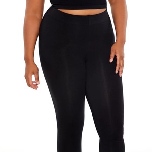 Leggings noirs taille haute longueur intégrale sans couture en tricot Spandex Nylon grande taille pour femmes, pantalon de sport et de yoga - Product Image 2