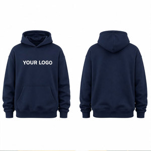Sudadera con Capucha Azul Marino para Hombre, Corte Regular, Algodón French Terry, Logotipo Estampado en la Parte Delantera, Ropa Casual de Otoño - Product Image 1