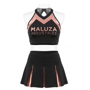 Uniforme de cheerleading personnalisé de haute qualité, respirant, sublimé, en poly-spandex, pour adultes, avec hauts de danse et jupe plissée, personnalisable - Product Image 1
