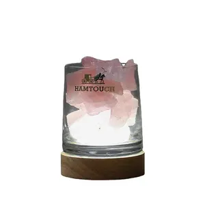 Logo personalizzato lampada diffusore di Aroma di cristallo di quarzo rosa per diffusore di olio essenziale