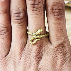 Nouvelle Arrivée Bague Serpent Bohème en Laiton pour Femme, Finition Laiton Antique, Bijou Serpent Punk Tendance, Vente en Gros/OEM/ODM - Product Image 6