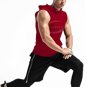 Haut à capuche sans manches pour homme, en molleton 100% coton, coupe classique premium, pour le sport, la gym et les tenues décontractées, vente en gros, fournisseur d'usine - Product Image 5