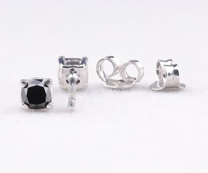 DailyWear Elegant <b>Cushion</b> Diamond Stud Earrings Solitaire 4-Prong Martini Studs Black Diamond Studs Dainty Earring For Gift - Product Image 4