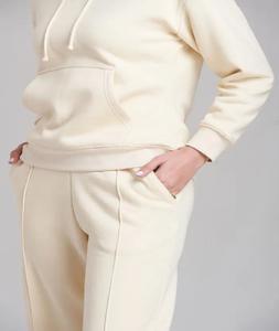 Ensemble de survêtement décontracté pour femme, collection hiver, avec haut court de sport à manches longues et pantalon de survêtement taille élastique, couleur unie, teint uni, meilleures ventes - Product Image 4