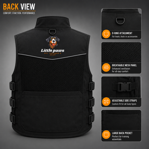 <b>Trainer</b> Vest Men's Black Zippered Utility Vest With Pockets And Logo Front Casual Outdoor Wear - Product Image 3