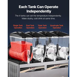 Frullatore Commerciale 12L/3.17Gal con 4 Serbatoi, Macchina per Slushy Commerciale Autopulente, Macchina per Bevande Congelate, Macchina per Margarita - Product Image 5