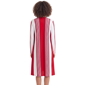 Vestido de Maternidad a Cuadros Rojos y Blancos para Mujer, Manga Larga, Cuello en V, Largo hasta la Rodilla, Corte Holgado, Línea A, 100% Poliéster, Vestido de Verano, Ropa de Dormir - Product Image 2