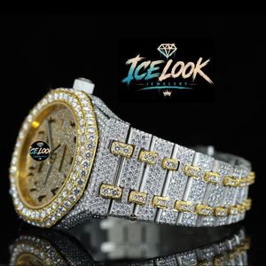 Reloj de acero inoxidable estilo Hip Hop para hombre, joyería Ice Look, caja redonda de 42mm, cuarzo analógico, botón luminoso, cierre oculto, correa de 20mm - Product Image 4