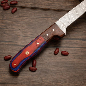 Couteau à fileter artisanal haut de gamme en acier Damas de 13 pouces, manche en bois Pakka, ambidextre, multi-usages, pour le camping en plein air, cadeau - Product Image 3