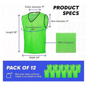 Maillots d'entraînement en mesh, tailles uniques, respirants et légers, pour le football et le basketball, lots de 6 ou 12, pour entraînement et matchs d'entraînement - Product Image 5