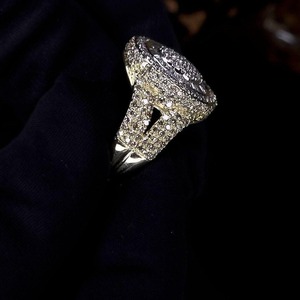 14K White Gold 2.5CT Moissanite Cluster Pinky <b>Ring</b> Baguette Tiered <b>Statement</b> <b>Ring</b> Luxury Bold Designer Jewelry for Women - Product Image 2