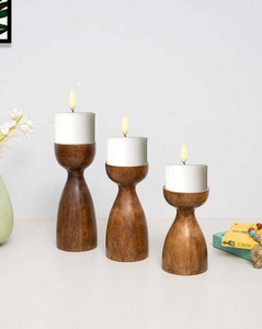 8-Pack 8" Square Wooden Handmade <b>Candle</b> Stand Customizable Colors Logo for Pillar <b>Candles</b> Table Centerpiece Christmas Home Decor - Product Image 2