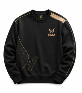 เสื้อสเวตเชิ้ตคอกลมสีดำคุณภาพสูงสำหรับผู้ชาย HMA สไตล์โดดเด่น ระบายอากาศได้ดี MOQ ต่ำ - Product Image 1