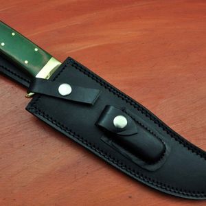 Couteau de chasse à lame fixe en acier au carbone, bord droit, manche en bois, qualité industrielle, épaisseur 0,6 mm - Product Image 3