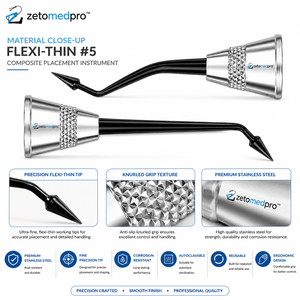Instrumento de Colocación de Composite Dental Flexi-Thin Premium No. 5 Instrumentos Restauradores de Acero Inoxidable OEM Zetomed Pro - Product Image 2