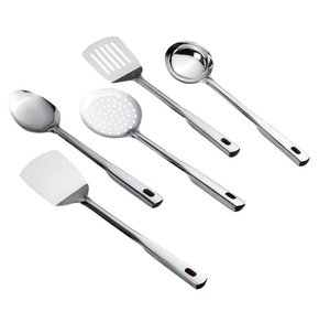 Ustensiles de cuisine en acier inoxydable, 5 pièces : cuillère, spatule, fourchette, pelle à pâtes, résistants au lave-vaisselle, en promotion - Product Image 4