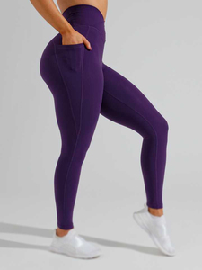 High Waist Full Length Yoga Leggings Seamless Stretch Spandex Nylon Solid Color Women's Fitness Pants - Product Image 6