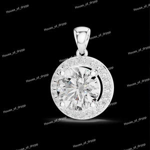 Colgante de Plata de Ley 925 con Halo Redondo de Moissanita, Estilo Clásico, Elegante y Lujoso, para Aniversario, Unisex - Product Image 4